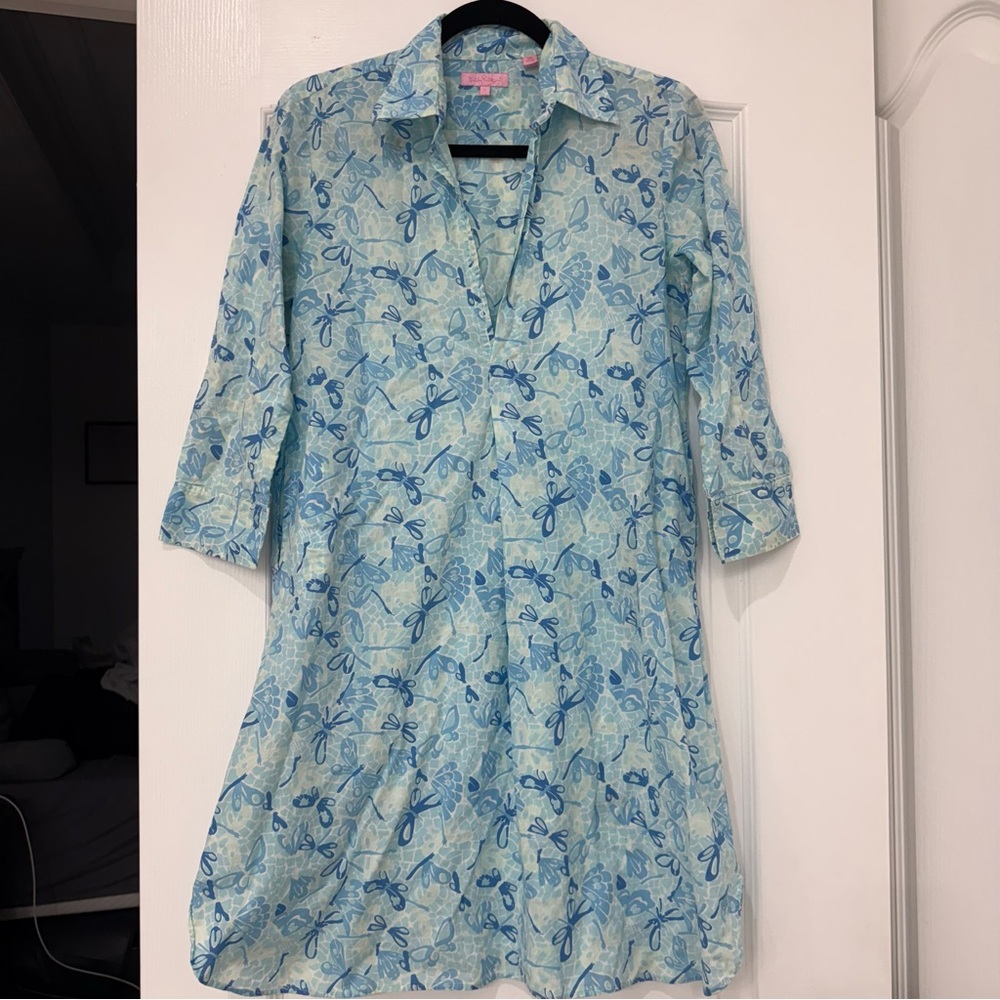 Lilly Pulitzer Butterfly Print light pullover beach coverup 100% cotton Size S